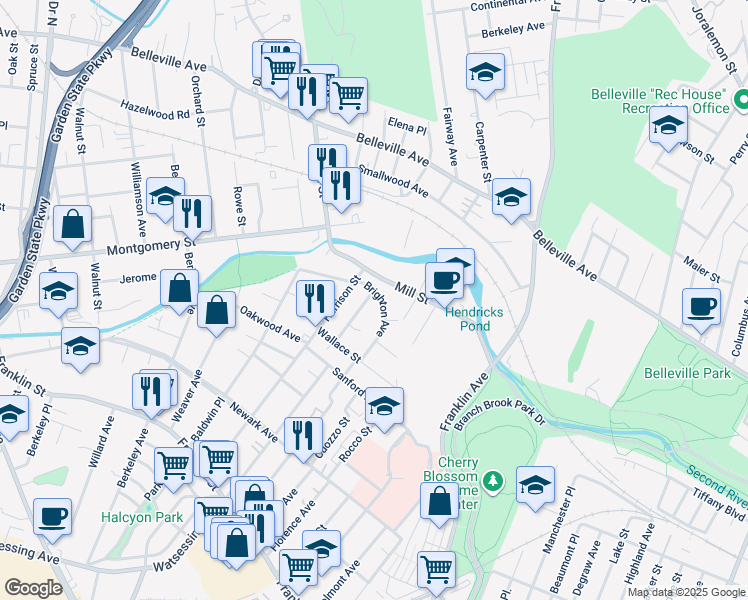 map of restaurants, bars, coffee shops, grocery stores, and more near 50 Bellevue Avenue in Belleville