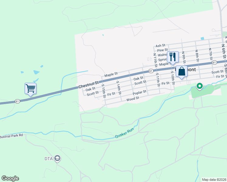 map of restaurants, bars, coffee shops, grocery stores, and more near 1427 Scott Street in Kulpmont