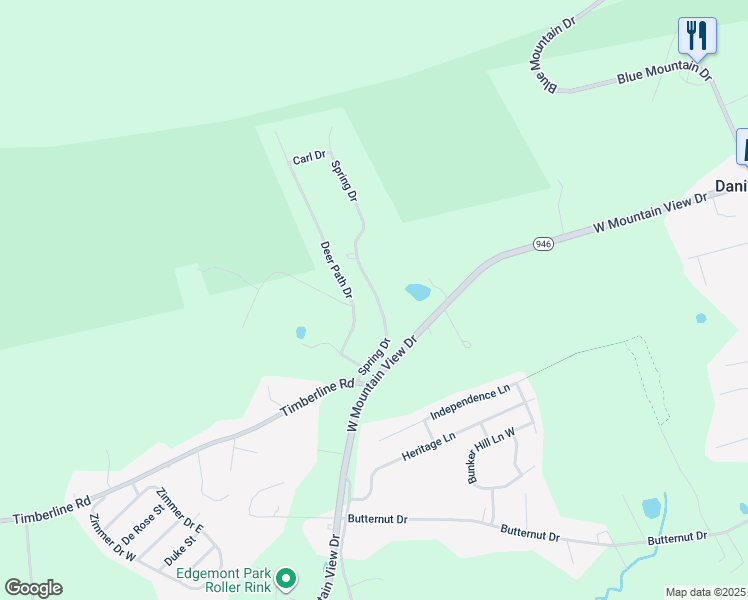 map of restaurants, bars, coffee shops, grocery stores, and more near 1341 Spring Drive in Walnutport