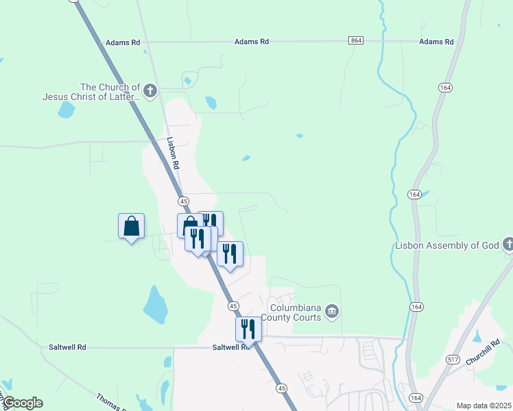 map of restaurants, bars, coffee shops, grocery stores, and more near 7574 Rose Drive in Lisbon