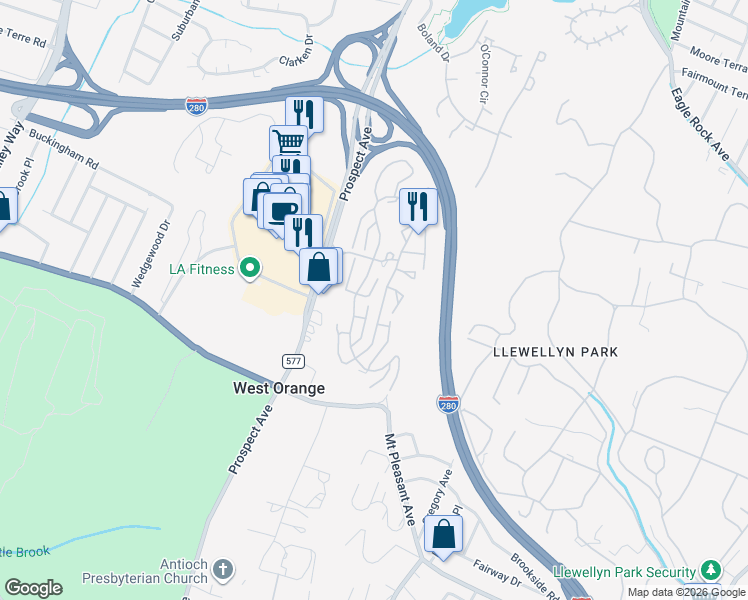 map of restaurants, bars, coffee shops, grocery stores, and more near 200 Zeppi Lane in West Orange