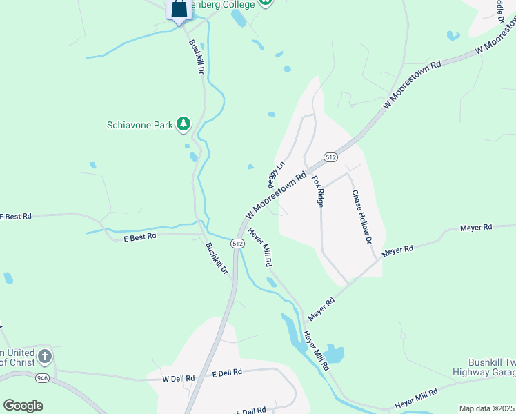 map of restaurants, bars, coffee shops, grocery stores, and more near 586 West Moorestown Road in Nazareth