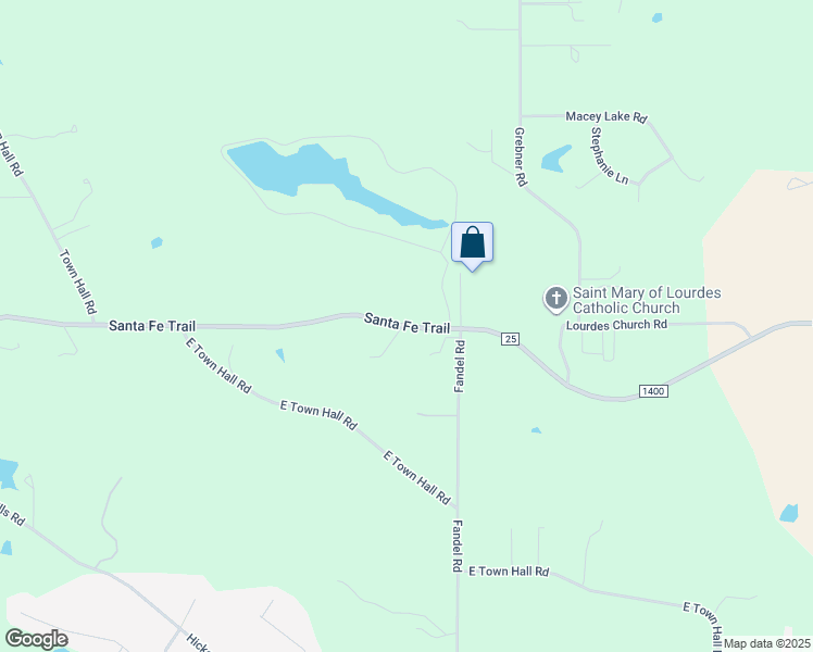 map of restaurants, bars, coffee shops, grocery stores, and more near County Road 1400 North in Metamora