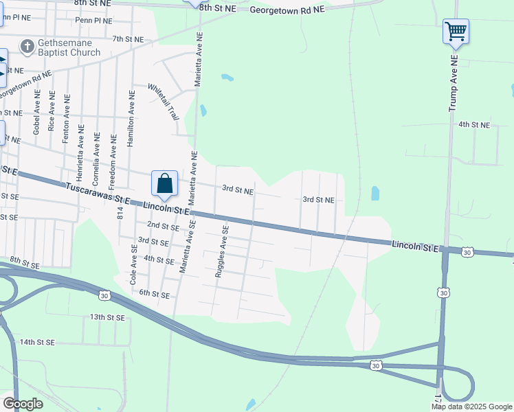 map of restaurants, bars, coffee shops, grocery stores, and more near 200 Carrolldale Avenue Southeast in Canton