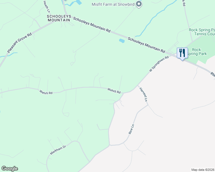 map of restaurants, bars, coffee shops, grocery stores, and more near 20 Wehrli Road in Long Valley