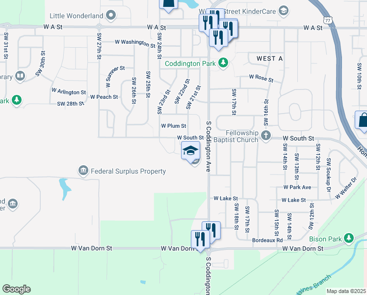 map of restaurants, bars, coffee shops, grocery stores, and more near 2105 Kostal Court in Lincoln