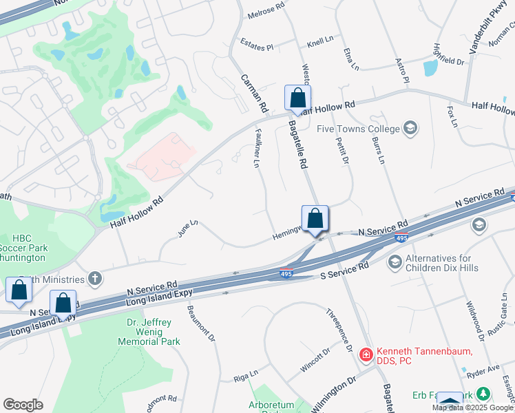 map of restaurants, bars, coffee shops, grocery stores, and more near 3 Pinebrook Court in Dix Hills