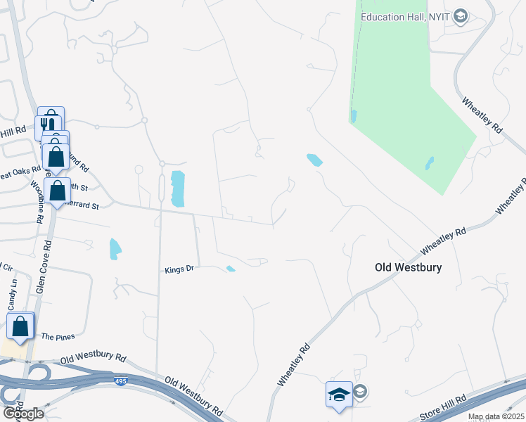 map of restaurants, bars, coffee shops, grocery stores, and more near 49 Lewis Path in Old Westbury