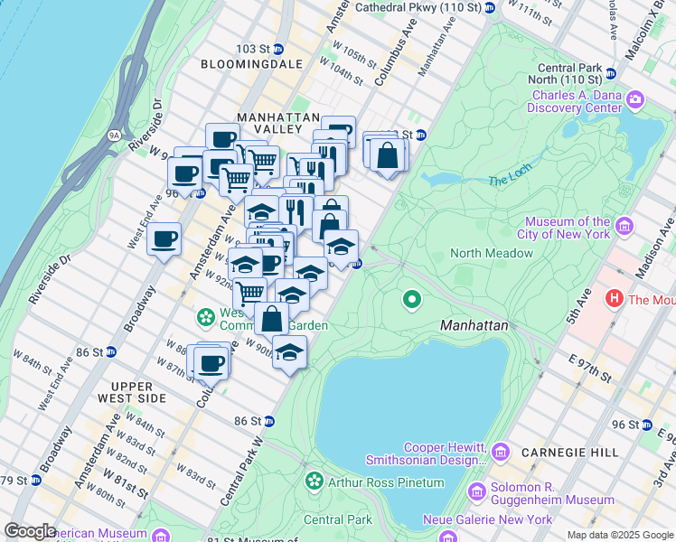 map of restaurants, bars, coffee shops, grocery stores, and more near in New York