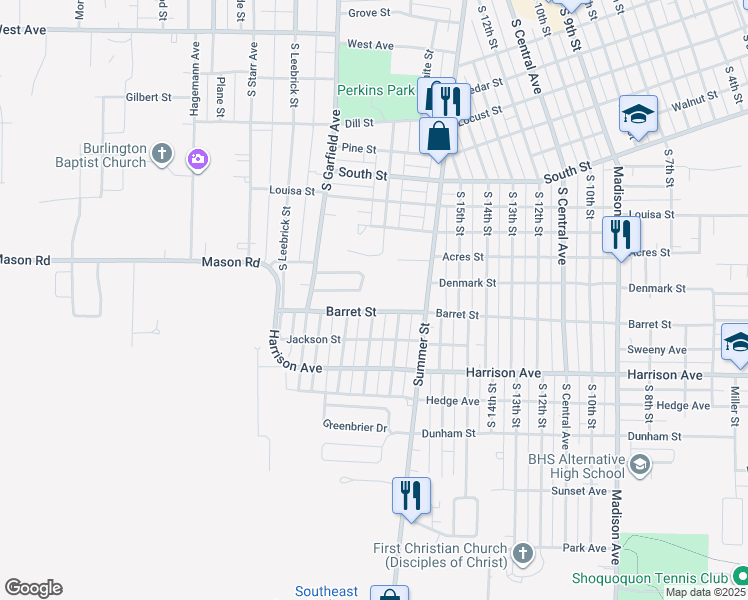 map of restaurants, bars, coffee shops, grocery stores, and more near 1801-1899 Barret St in Burlington