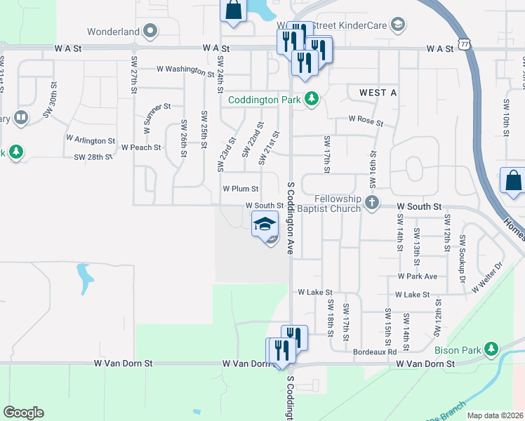 map of restaurants, bars, coffee shops, grocery stores, and more near 2105 Kostal Court in Lincoln