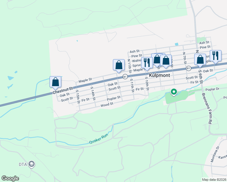 map of restaurants, bars, coffee shops, grocery stores, and more near 1200-1298 Poplar Street in Kulpmont
