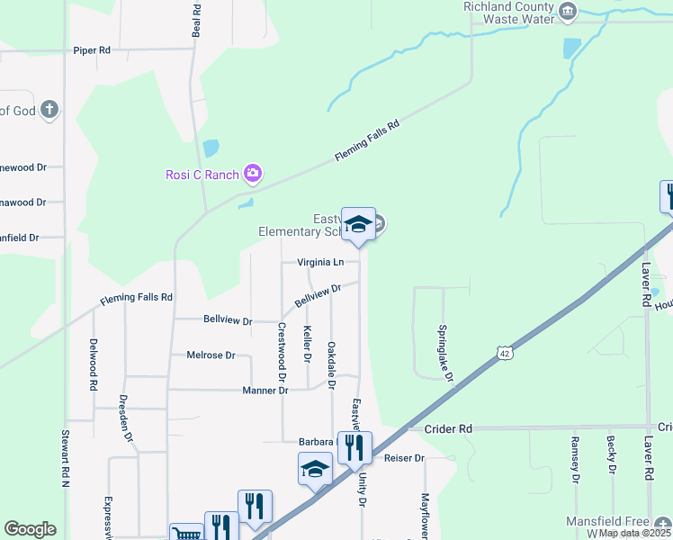 map of restaurants, bars, coffee shops, grocery stores, and more near 1407 Bellview Dr in Mansfield