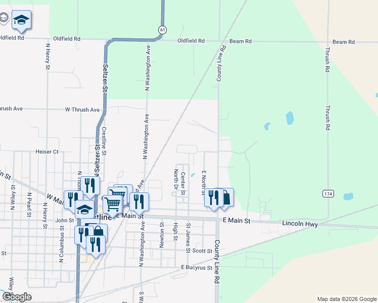 map of restaurants, bars, coffee shops, grocery stores, and more near in Crawford