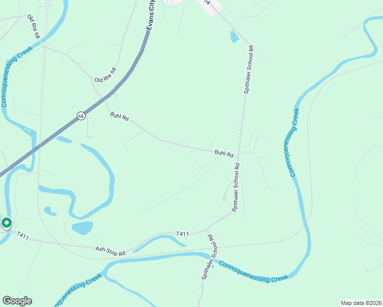 map of restaurants, bars, coffee shops, grocery stores, and more near 129 Buhl Road in Evans City