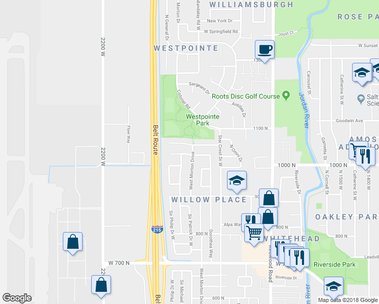 map of restaurants, bars, coffee shops, grocery stores, and more near 1928 Sir Timothy Avenue in Salt Lake City