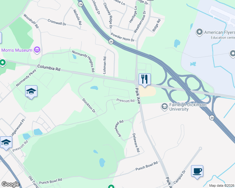 map of restaurants, bars, coffee shops, grocery stores, and more near 27 Wilson Drive in Morristown