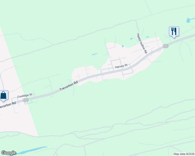 map of restaurants, bars, coffee shops, grocery stores, and more near Coolidge Street in Northumberland