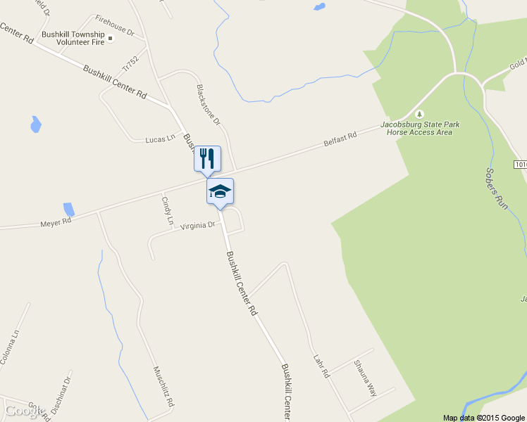 map of restaurants, bars, coffee shops, grocery stores, and more near 960 Bushkill Center Rd in Nazareth