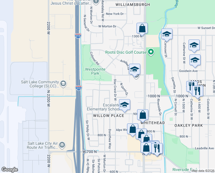 map of restaurants, bars, coffee shops, grocery stores, and more near 1892 Sir Charles Drive in Salt Lake City