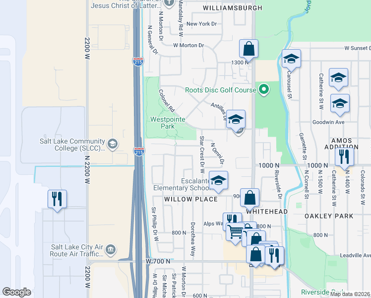 map of restaurants, bars, coffee shops, grocery stores, and more near 1892 Sir Charles Drive in Salt Lake City