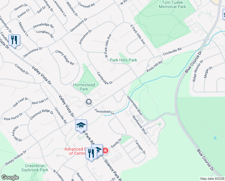 map of restaurants, bars, coffee shops, grocery stores, and more near 1700-1774 Cambridge Drive in State College
