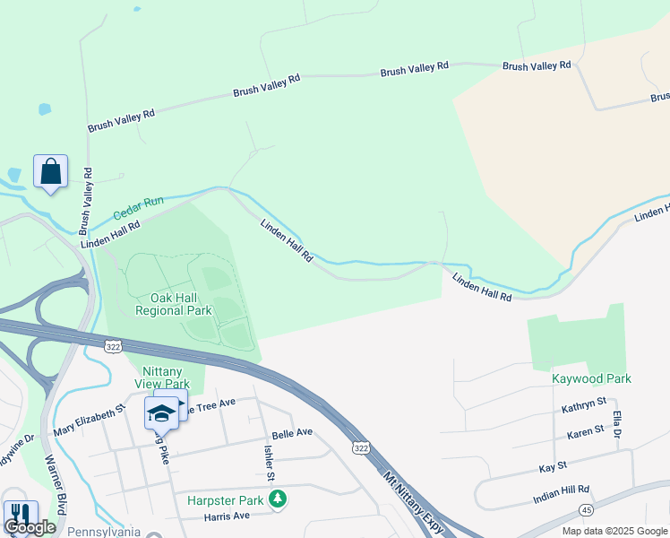 map of restaurants, bars, coffee shops, grocery stores, and more near 531 Linden Hall Road in State College