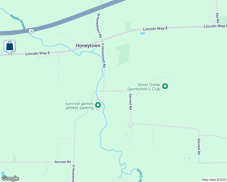 map of restaurants, bars, coffee shops, grocery stores, and more near 3666 Secrest Road in Wooster