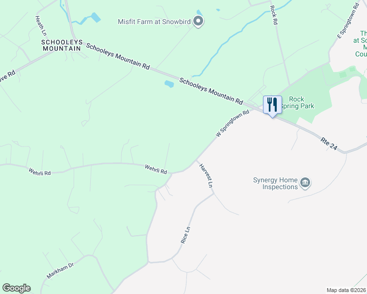 map of restaurants, bars, coffee shops, grocery stores, and more near 36 West Springtown Road in Washington Township