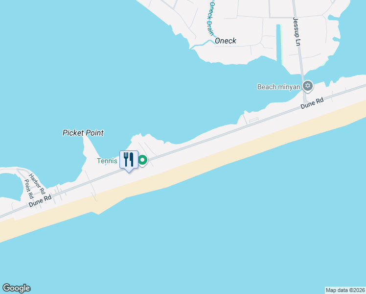 map of restaurants, bars, coffee shops, grocery stores, and more near 320 Dune Road in Westhampton Beach