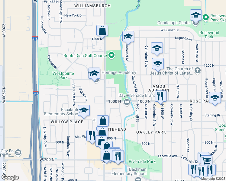 map of restaurants, bars, coffee shops, grocery stores, and more near 1070 North Redwood Road in Salt Lake City