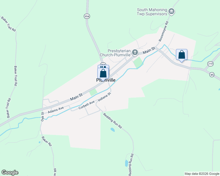 map of restaurants, bars, coffee shops, grocery stores, and more near 107 Indiana St in Plumville