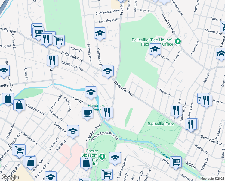 map of restaurants, bars, coffee shops, grocery stores, and more near in Belleville