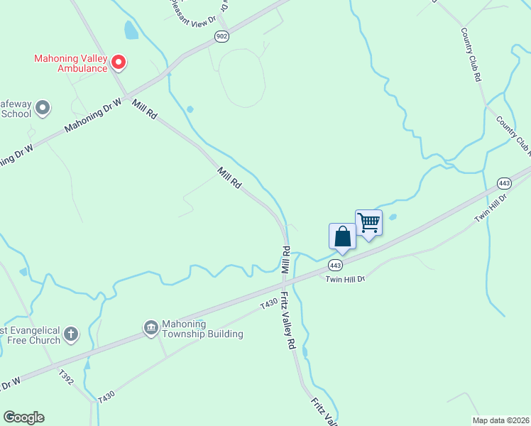 map of restaurants, bars, coffee shops, grocery stores, and more near 234 Mill Rd in Lehighton