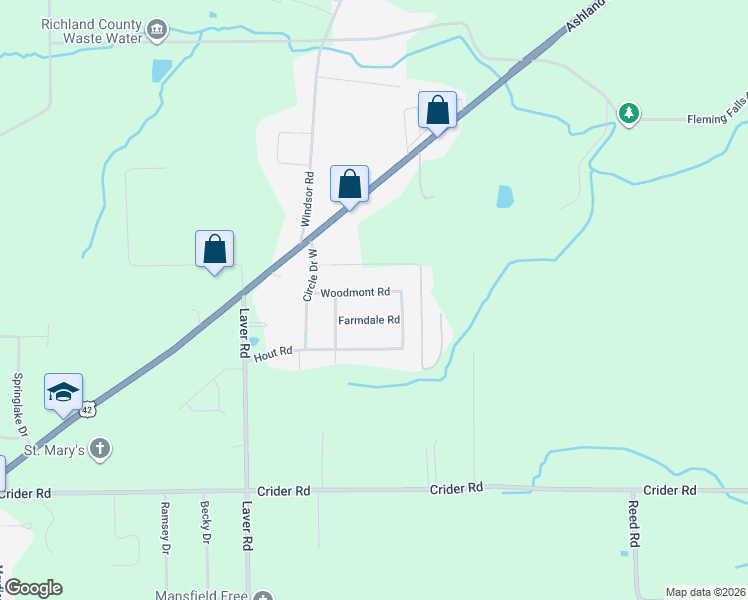 map of restaurants, bars, coffee shops, grocery stores, and more near 2004 Woodmont Road in Mansfield