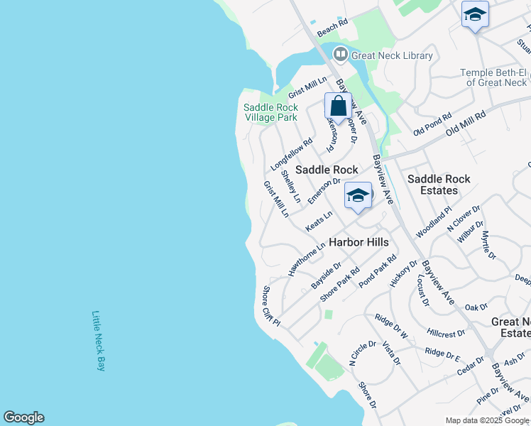 map of restaurants, bars, coffee shops, grocery stores, and more near 116 Greenleaf Hill in Great Neck
