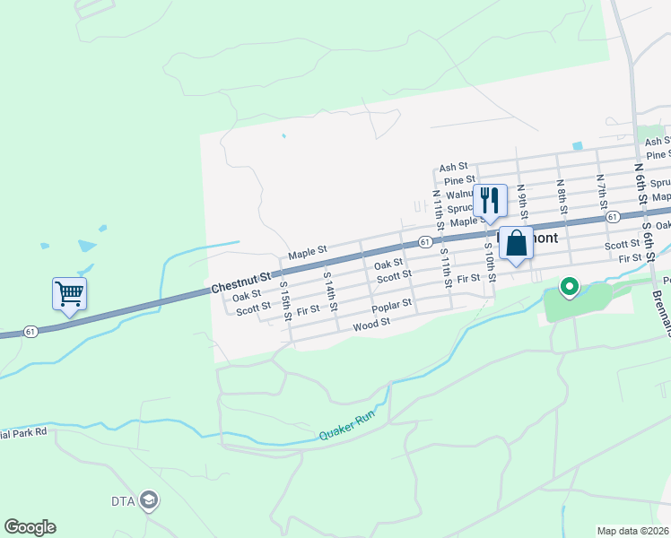 map of restaurants, bars, coffee shops, grocery stores, and more near 1340-1398 Chestnut Street in Kulpmont