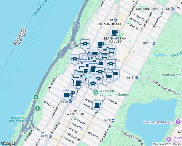 map of restaurants, bars, coffee shops, grocery stores, and more near in New York