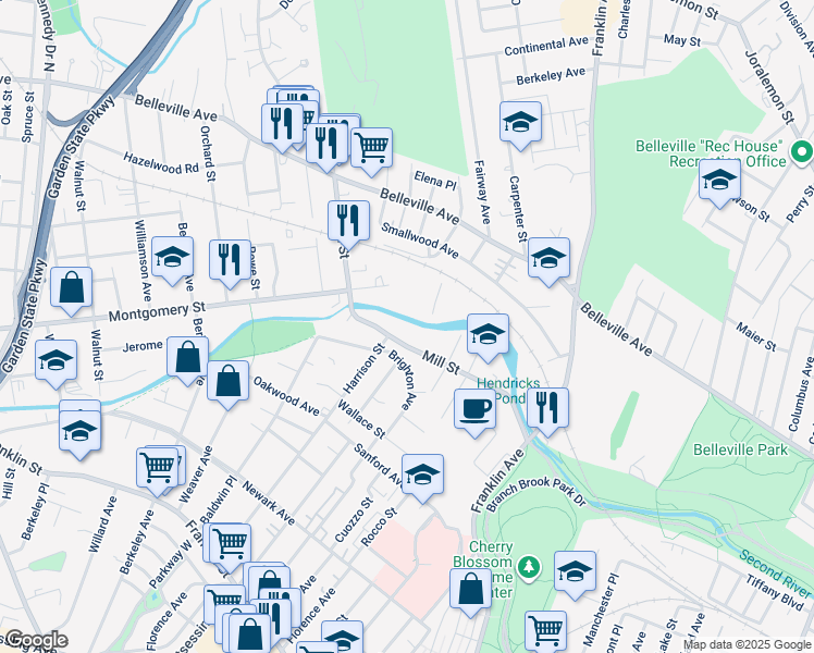map of restaurants, bars, coffee shops, grocery stores, and more near 730 Mill Street in Belleville