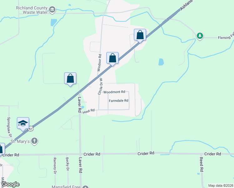 map of restaurants, bars, coffee shops, grocery stores, and more near 2004 Woodmont Road in Mansfield
