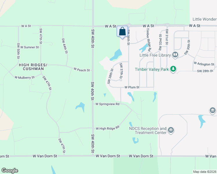 map of restaurants, bars, coffee shops, grocery stores, and more near 1951 Southwest 38th Street in Lincoln