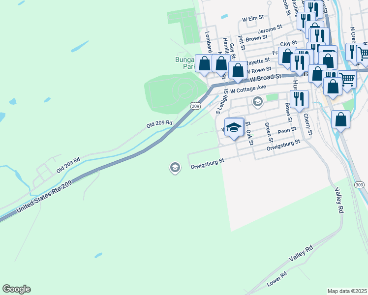 map of restaurants, bars, coffee shops, grocery stores, and more near in Tamaqua