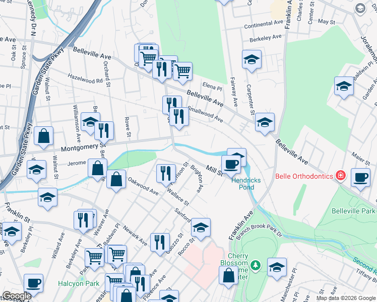 map of restaurants, bars, coffee shops, grocery stores, and more near 730 Mill Street in Belleville