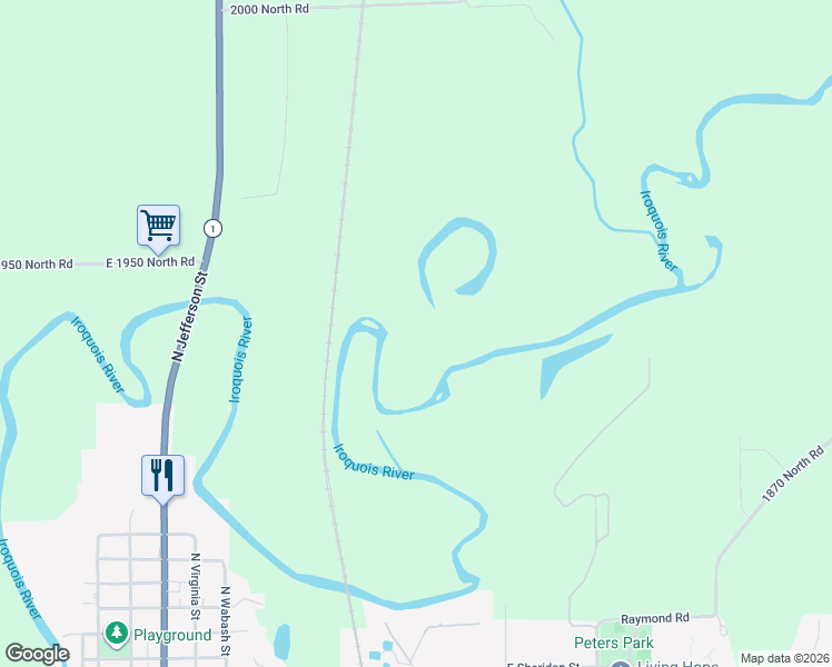 map of restaurants, bars, coffee shops, grocery stores, and more near 1994 Illinois 1 in Watseka
