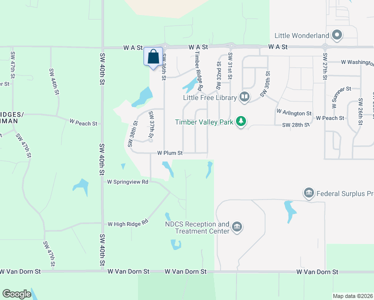 map of restaurants, bars, coffee shops, grocery stores, and more near 3430 West Plum Street in Lincoln