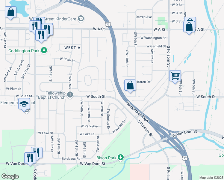 map of restaurants, bars, coffee shops, grocery stores, and more near 1941 Last Road in Lincoln