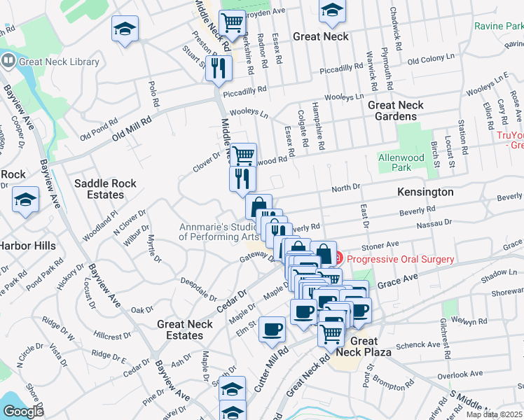 map of restaurants, bars, coffee shops, grocery stores, and more near in Kensington