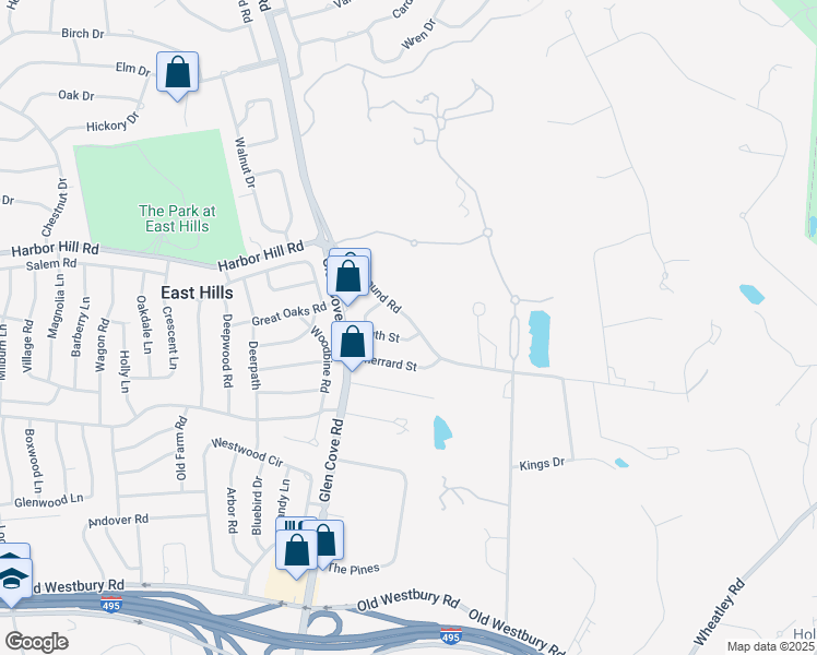 map of restaurants, bars, coffee shops, grocery stores, and more near 91 Red Ground Road in Roslyn Heights