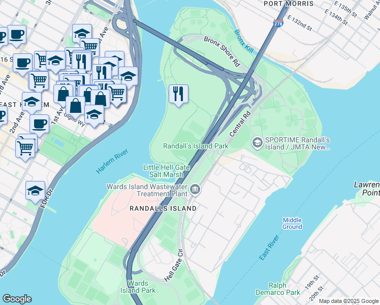 map of restaurants, bars, coffee shops, grocery stores, and more near in New York