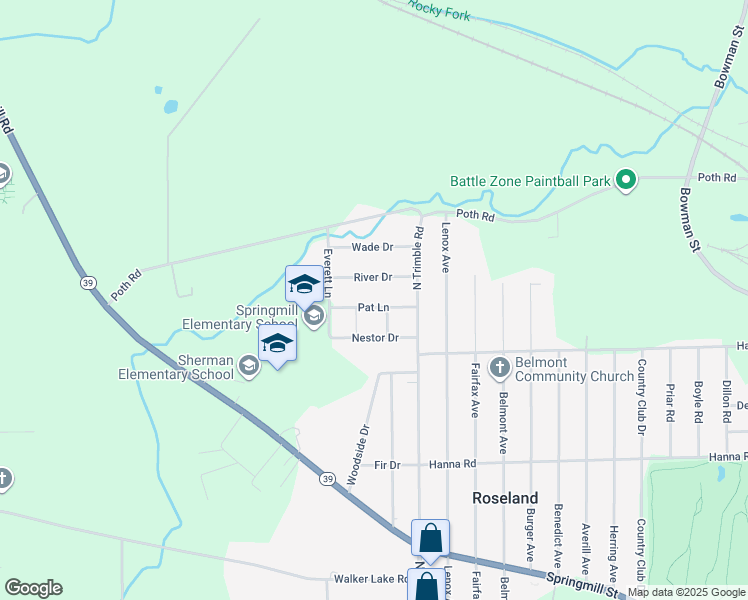 map of restaurants, bars, coffee shops, grocery stores, and more near 1114 Pat Lane in Mansfield